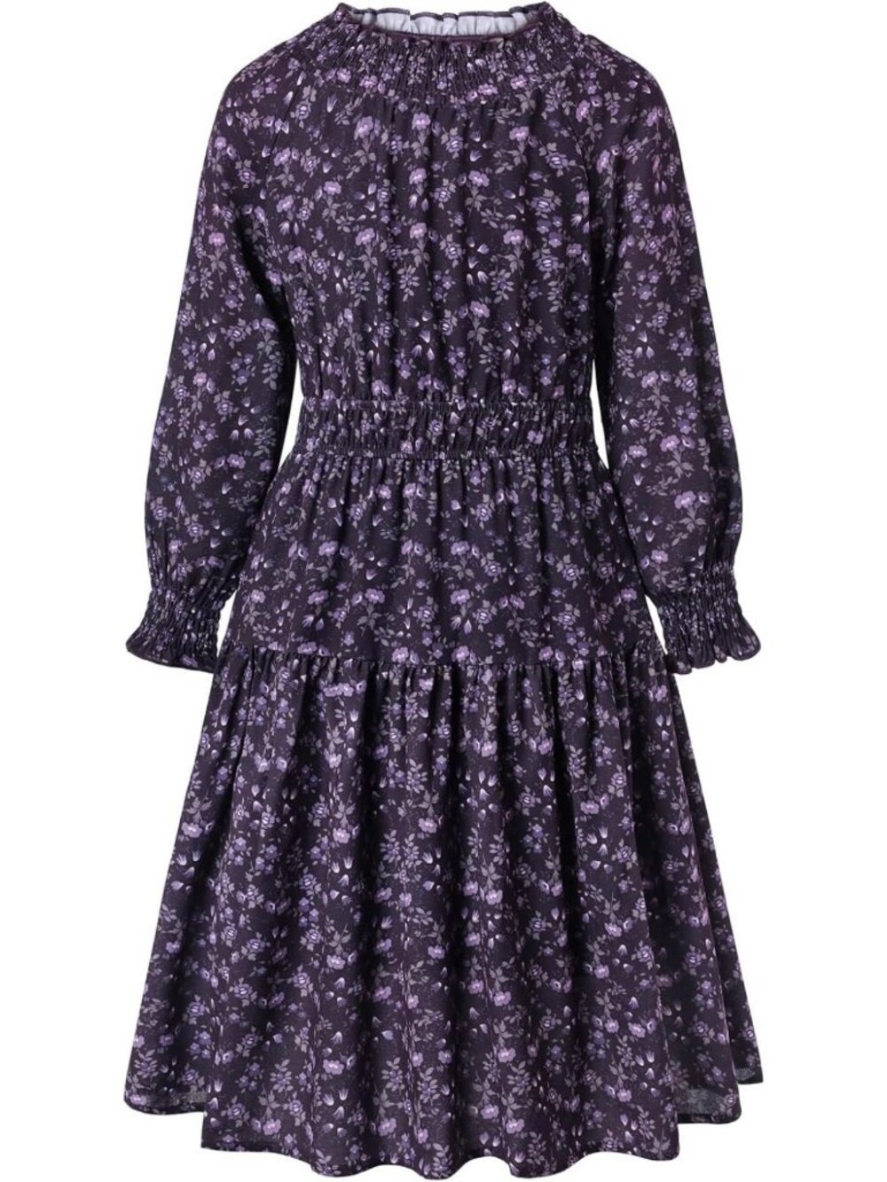 Chic Long Sleeve Floral Dress for Girls, Fall Style with Pocket, Sizes 6-14